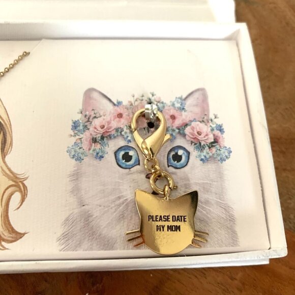 Grace + OK 1984 "Best Friends" Cat Lover Necklace & Cat Collar Charm Set Gold - Picture 3 of 7